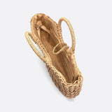 Handwoven Fan-Shaped Tote Bag – Round Handle Beach Basket