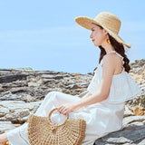 Handwoven Fan-Shaped Tote Bag – Round Handle Beach Basket