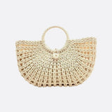 Handwoven Fan-Shaped Tote Bag – Round Handle Beach Basket