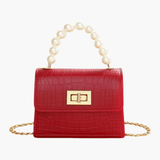 Pearl | Mini Croc-Embossed Handbag with Elegant Pearl Handle Aurora-Bags