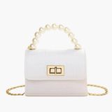 Pearl | Mini Croc-Embossed Handbag with Elegant Pearl Handle Aurora-Bags