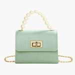 Pearl | Mini Croc-Embossed Handbag with Elegant Pearl Handle Aurora-Bags