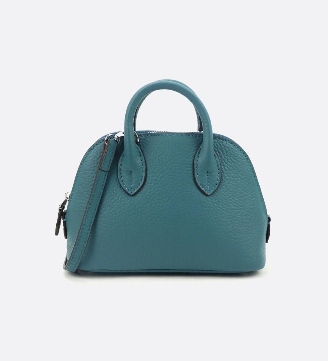Aurora Dome Mini Handbag – Pebbled Top-Handle Bag with Detachable Strap