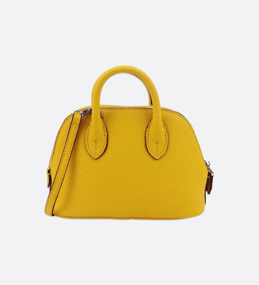 Aurora Dome Mini Handbag – Pebbled Top-Handle Bag with Detachable Strap