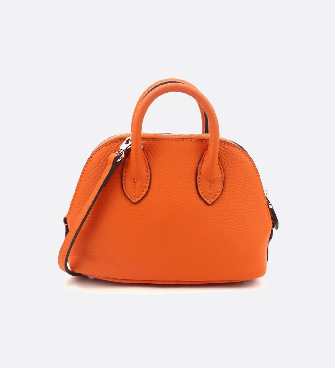 Aurora Dome Mini Handbag – Pebbled Top-Handle Bag with Detachable Strap