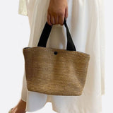 Luna Mini Straw Tote – Natural Woven Handbag