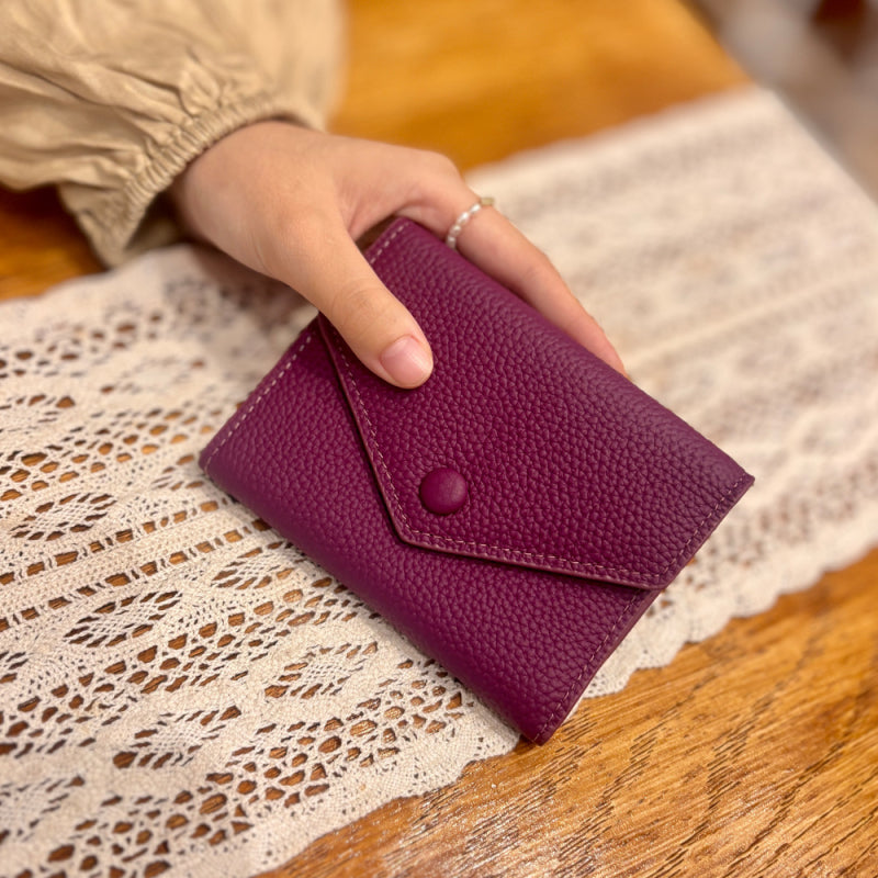 Emma | Orange Pebbled Leather Mini Wallet – Chic & Compact