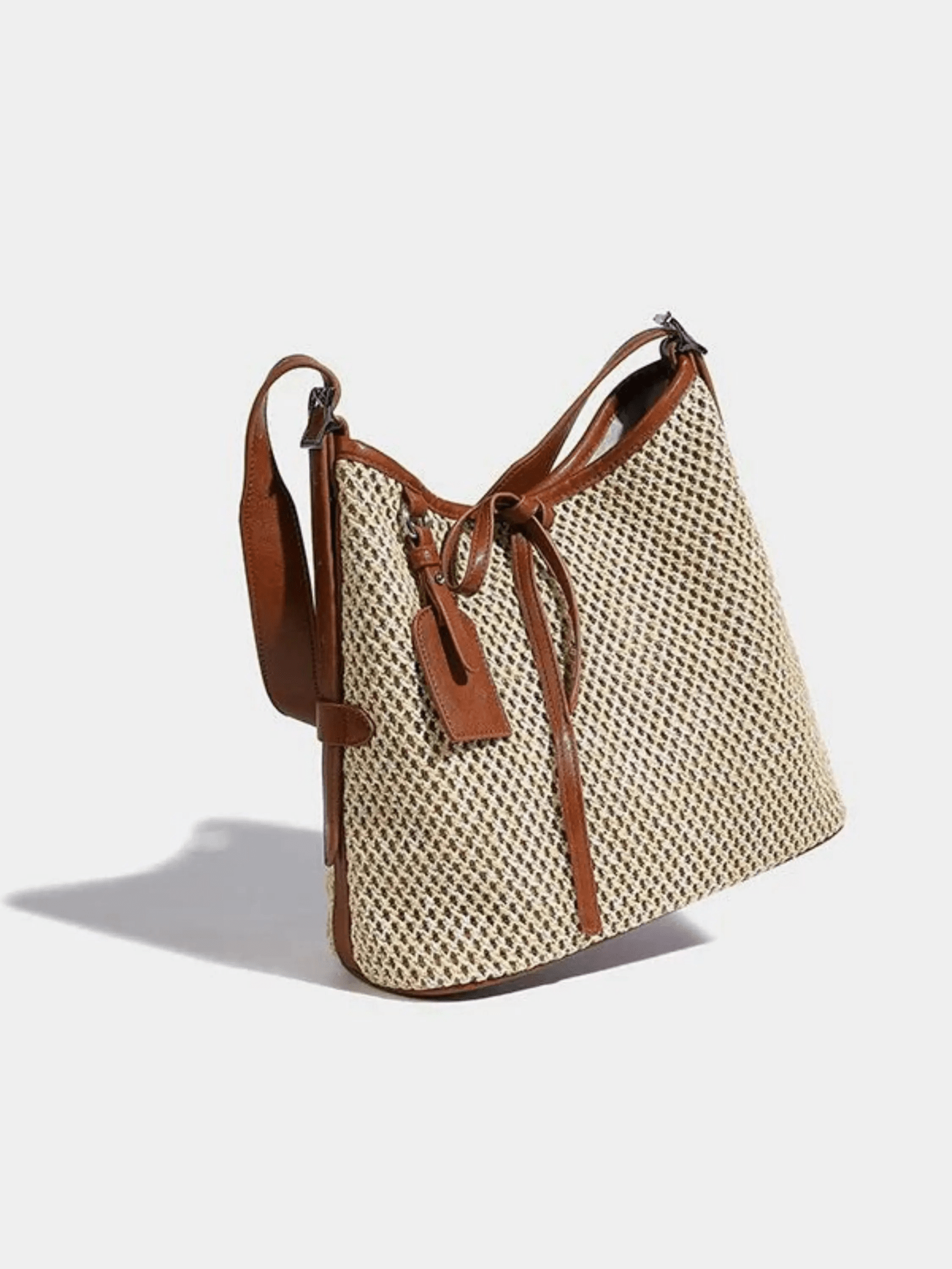 Quinn | Stylish Woven Bucket Bag with Leather Trim Aurora-Bags