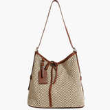 Quinn | Stylish Woven Bucket Bag with Leather Trim Aurora-Bags