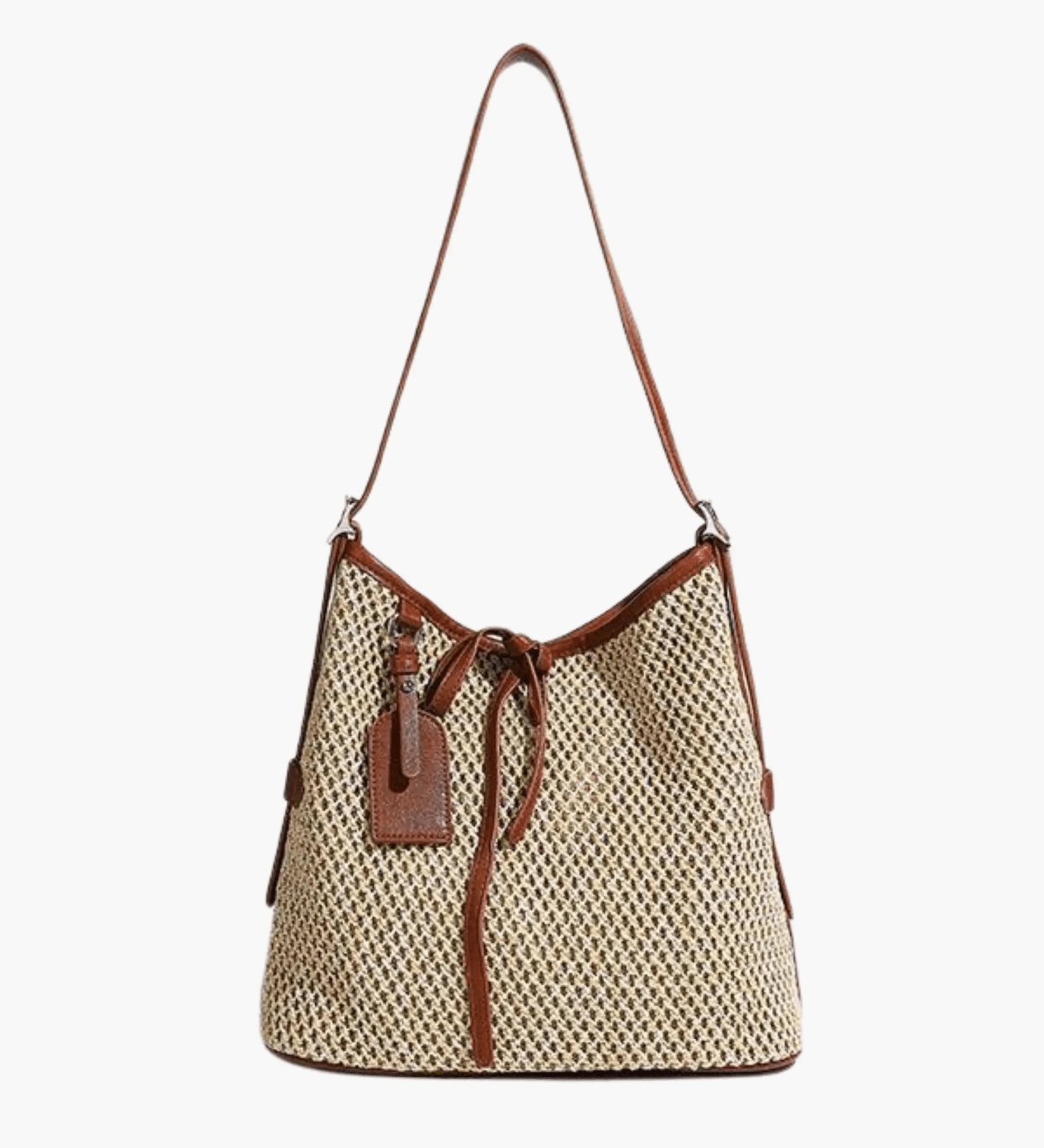 Quinn | Stylish Woven Bucket Bag with Leather Trim Aurora-Bags