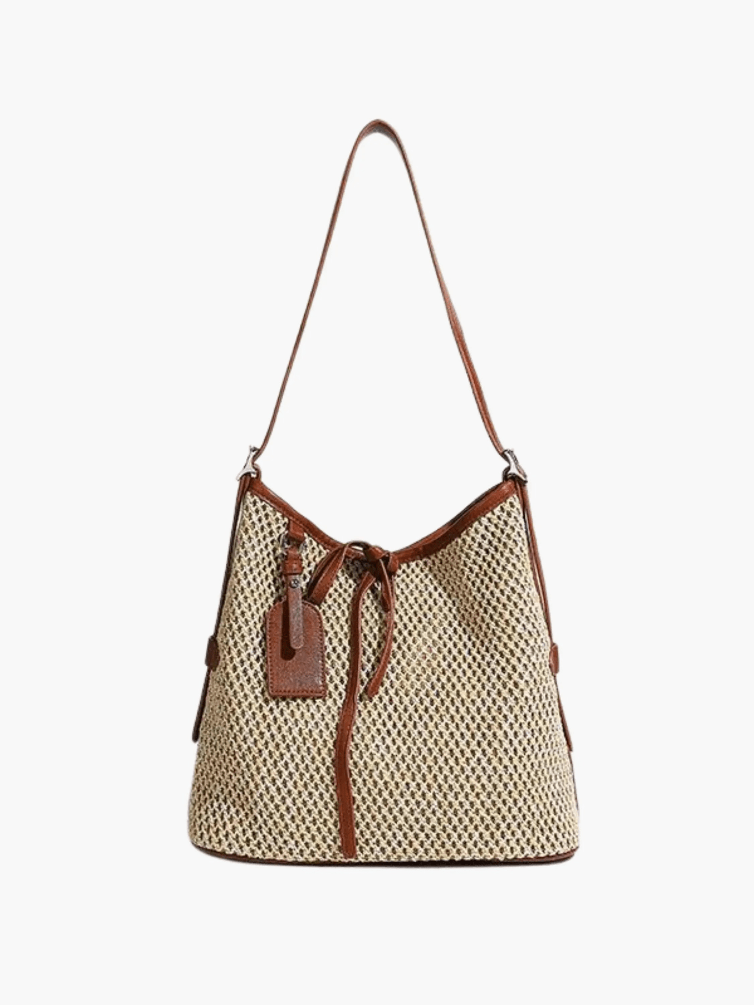 Quinn | Stylish Woven Bucket Bag with Leather Trim Aurora-Bags