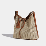 Quinn | Stylish Woven Bucket Bag with Leather Trim Aurora-Bags