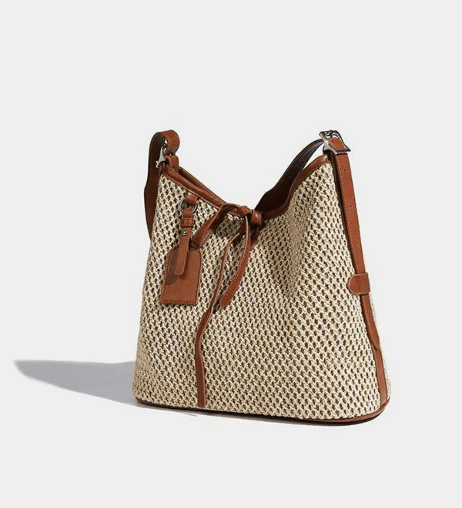 Quinn | Stylish Woven Bucket Bag with Leather Trim Aurora-Bags