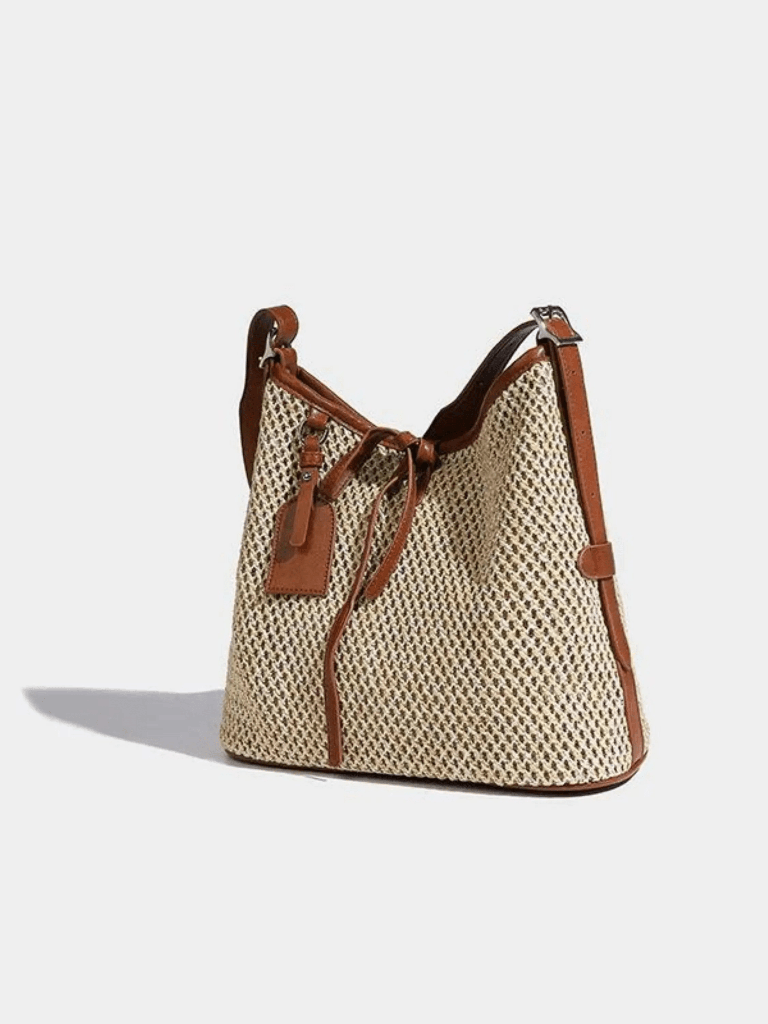 Quinn | Stylish Woven Bucket Bag with Leather Trim Aurora-Bags