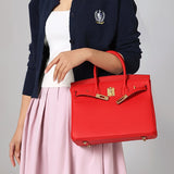 Isla Red Textured Leather Handbag – Classic & Timeless