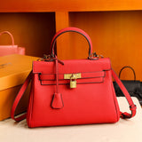Rivelle | Red Textured Leather Handbag – Bold & Sophisticated