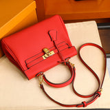 Rivelle | Red Textured Leather Handbag – Bold & Sophisticated