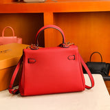 Rivelle | Red Textured Leather Handbag – Bold & Sophisticated