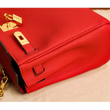 Rivelle | Red Textured Leather Handbag – Bold & Sophisticated