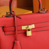 Rivelle | Red Textured Leather Handbag – Bold & Sophisticated