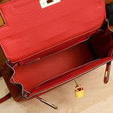 Rivelle | Red Textured Leather Handbag – Bold & Sophisticated