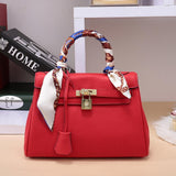 Rivelle | Red Textured Leather Handbag – Bold & Sophisticated