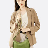 Arden Woven Crescent Bag – Genuine Leather Shoulder Bag