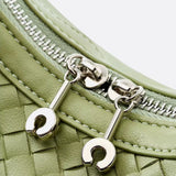 Arden Woven Crescent Bag – Genuine Leather Shoulder Bag