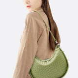 Arden Woven Crescent Bag – Genuine Leather Shoulder Bag