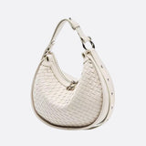 Arden Woven Crescent Bag – Genuine Leather Shoulder Bag
