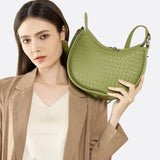 Arden Woven Crescent Bag – Genuine Leather Shoulder Bag