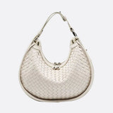 Arden Woven Crescent Bag – Genuine Leather Shoulder Bag