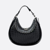 Arden Woven Crescent Bag – Genuine Leather Shoulder Bag