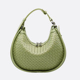 Arden Woven Crescent Bag – Genuine Leather Shoulder Bag