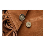 Savannah Fringe Backpack – Suede-Effect Drawstring Rucksack with Boho Tassels