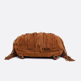 Savannah Fringe Backpack – Suede-Effect Drawstring Rucksack with Boho Tassels