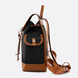 Preston Canvas Backpack – Two-Tone Drawstring Rucksack with Faux Leather Trim