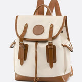Preston Canvas Backpack – Two-Tone Drawstring Rucksack with Faux Leather Trim