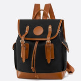 Preston Canvas Backpack – Two-Tone Drawstring Rucksack with Faux Leather Trim