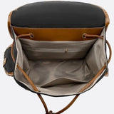 Preston Canvas Backpack – Two-Tone Drawstring Rucksack with Faux Leather Trim