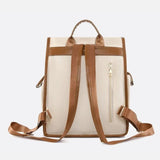 Preston Canvas Backpack – Two-Tone Drawstring Rucksack with Faux Leather Trim