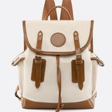 Preston Canvas Backpack – Two-Tone Drawstring Rucksack with Faux Leather Trim