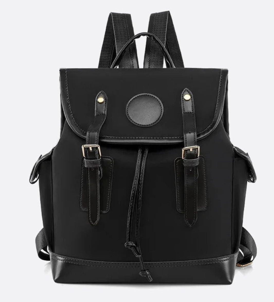 Preston Canvas Backpack – Two-Tone Drawstring Rucksack with Faux Leather Trim