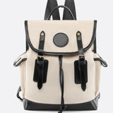 Preston Canvas Backpack – Two-Tone Drawstring Rucksack with Faux Leather Trim