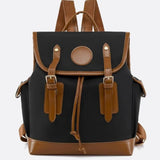 Preston Canvas Backpack – Two-Tone Drawstring Rucksack with Faux Leather Trim
