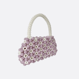 Lilac Beaded Flower Bag – Handcrafted Pastel Mini Purse