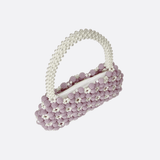 Lilac Beaded Flower Bag – Handcrafted Pastel Mini Purse