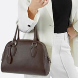 Classic Structured Handbag – Taupe Leather-Look Top Handle Satchel