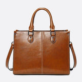 Vintage-Style Camel Leather Tote Bag – Professional & Timeless