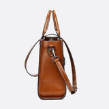 Vintage-Style Camel Leather Tote Bag – Professional & Timeless